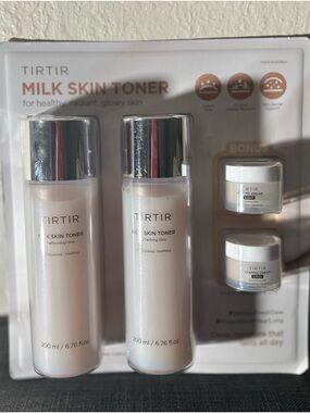 NEW 2 TIRTIR Milk Rice Skin Toner 200ml 6.8 oz + 2 Ceramic Cream 15 ml